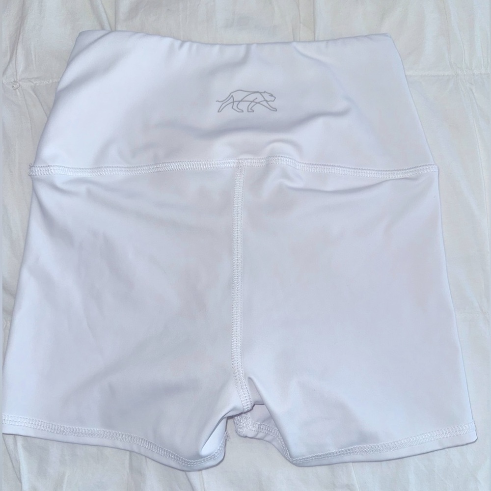 High-Waist White Bike Shorts - Picture 2 of 2